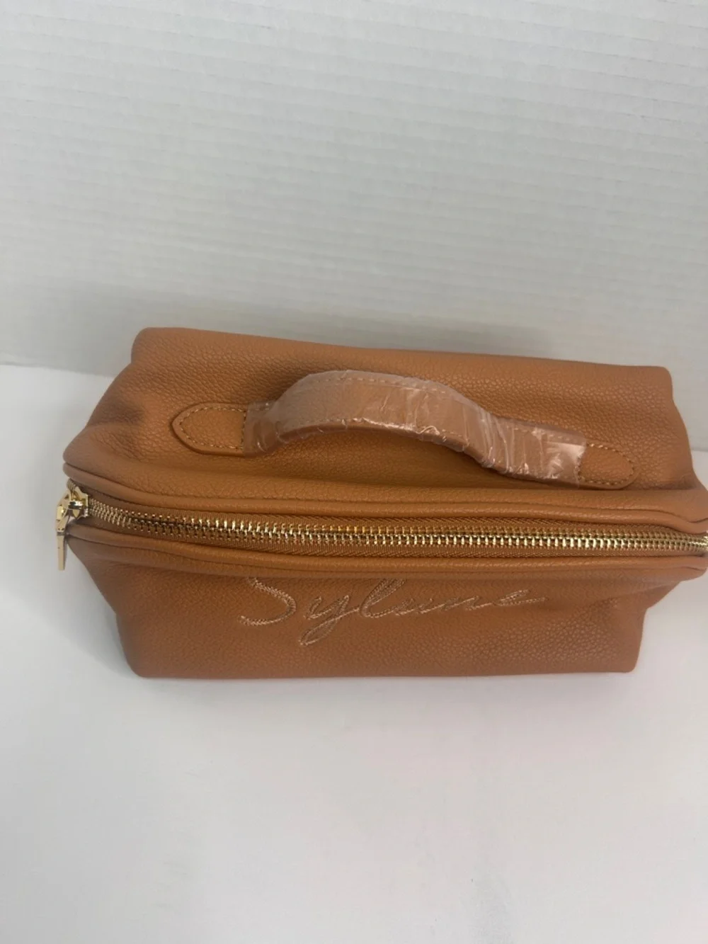 Sylune Classic Makeup Bag , Pebbled Faux Leather ,  Camel Brown